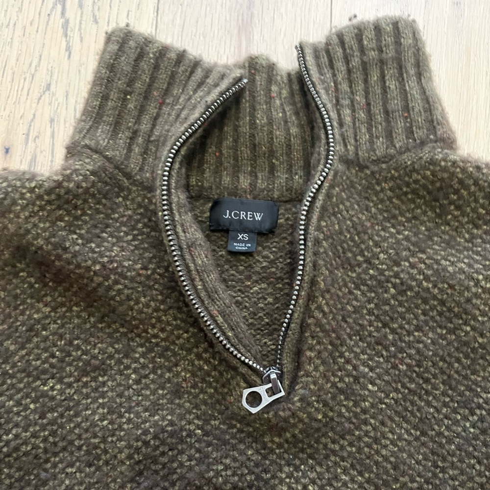 J crew mens xs wool slim for sweater zip neck